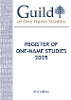 Register of One-Name Studies 2025